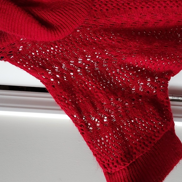 Notations short sleeve turtleneck sweater red xl - Picture 2 of 11